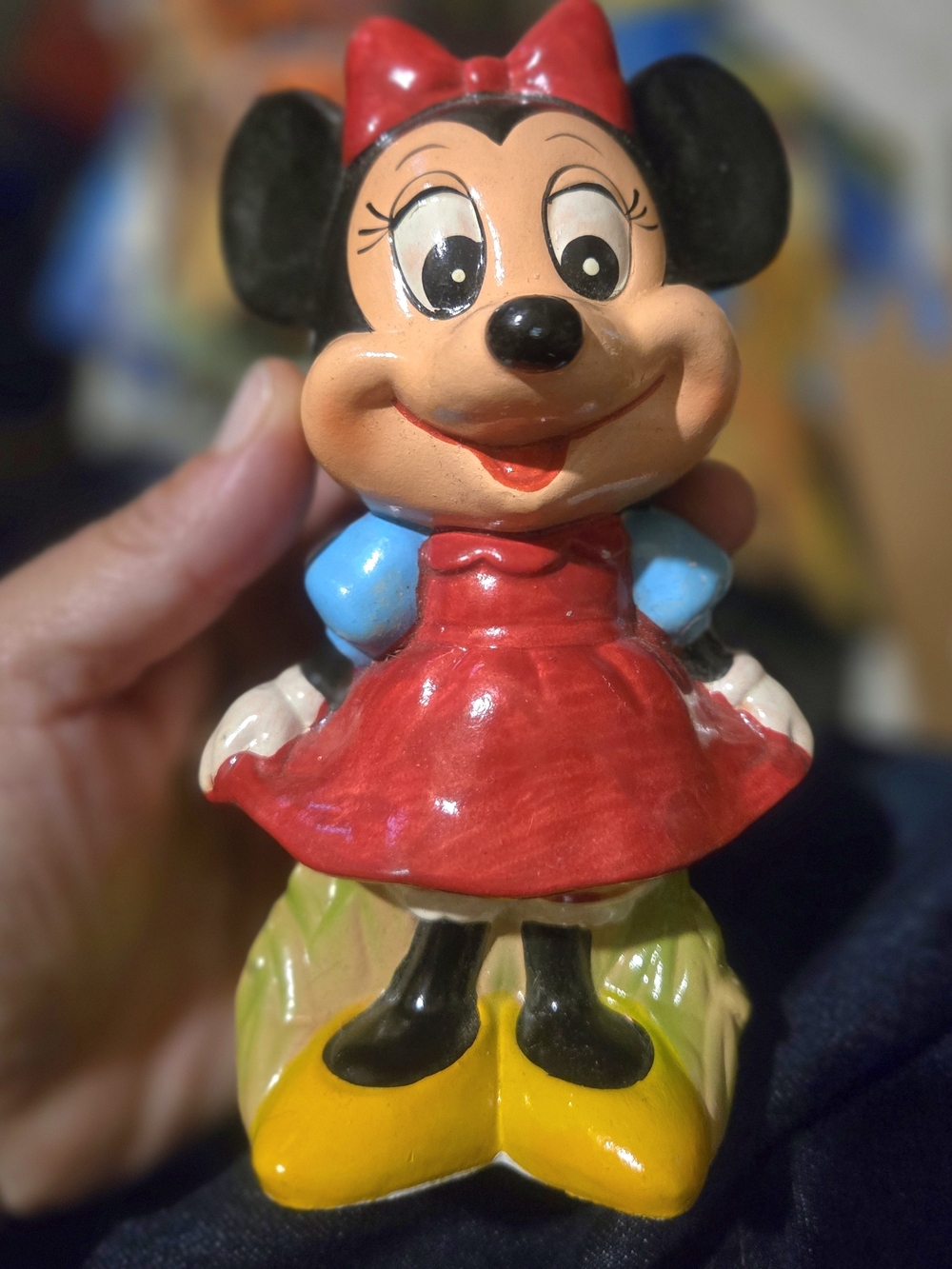 Disney Minnie Mouse Coin Bank Style Figurine in Red Dress